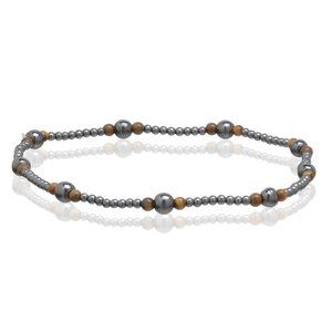 Tiger Eye Magnetic Hematite Anklet, Beaded Gemstone Anklet Stretchable